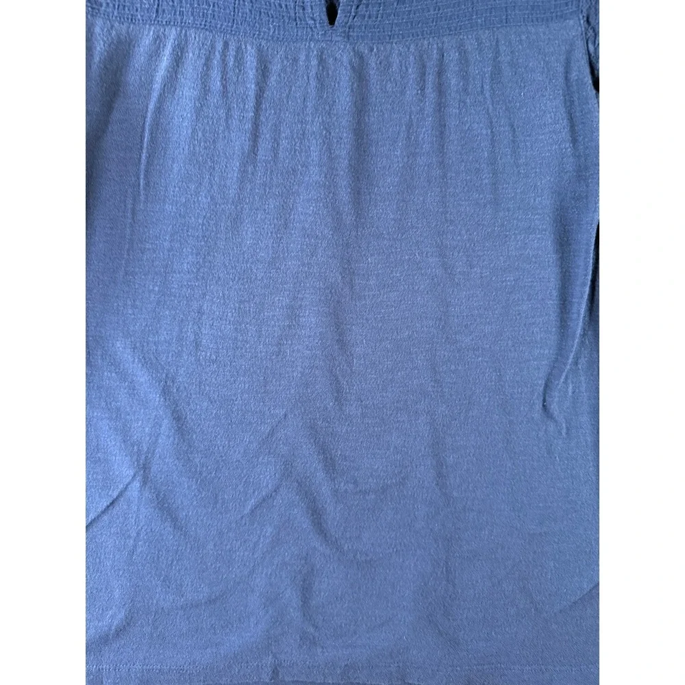 LOFT Navy‎ Blue Pintuck Eyelet Puff Sleeve Knit Top Medium